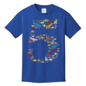 Kids Dinosaur 5th Birthday Boy 5 Year Old Tgiftrex Party Rawr Gift Kids T-Shirt