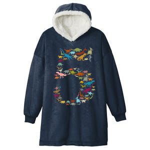 Kids Dinosaur 5th Birthday Boy 5 Year Old Tgiftrex Party Rawr Gift Hooded Wearable Blanket