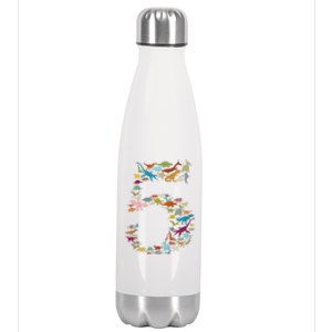 Kids Dinosaur 5th Birthday Boy 5 Year Old Tgiftrex Party Rawr Gift Stainless Steel Insulated Water Bottle