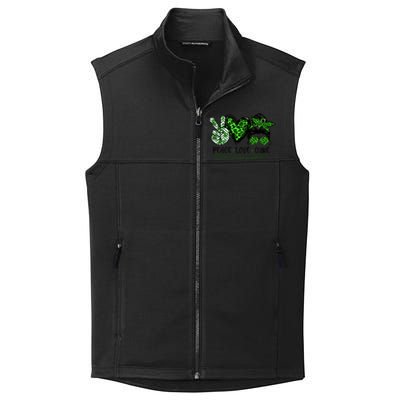 Kidney Disease Awareness Peace Love Cure Green Ribbon Messy Bun Kidney Collective Smooth Fleece Vest