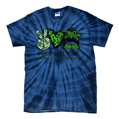 Kidney Disease Awareness Peace Love Cure Green Ribbon Messy Bun Kidney Tie-Dye T-Shirt