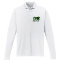 Kidney Disease Awareness Peace Love Cure Green Ribbon Messy Bun Kidney Performance Long Sleeve Polo