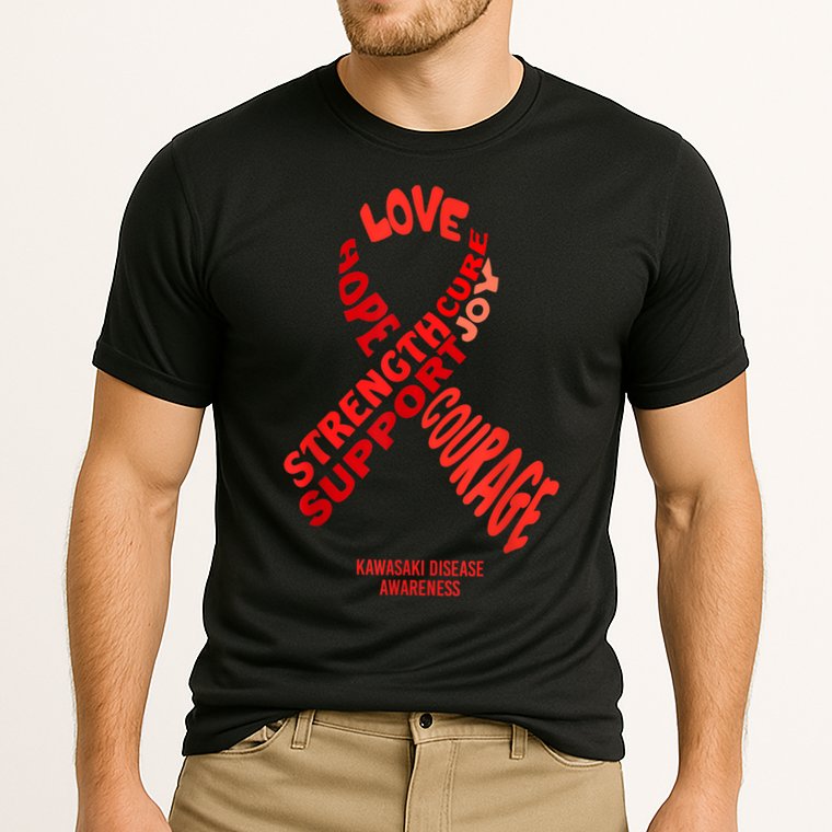 Kawasaki Disease Awareness Ribbon With Words Cooling Performance Crew T-Shirt