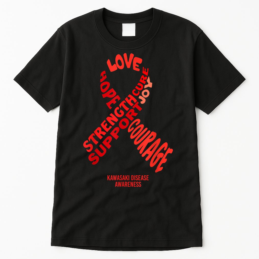 Kawasaki Disease Awareness Ribbon With Words Tall T-Shirt