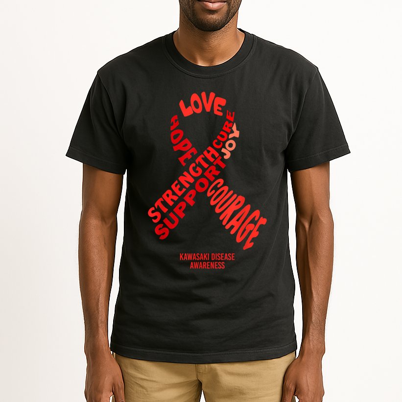 Kawasaki Disease Awareness Ribbon With Words Tall T-Shirt