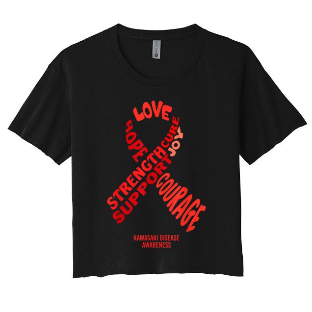 Kawasaki Disease Awareness Ribbon With Words Crop Top