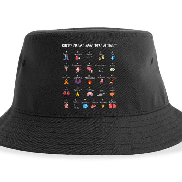 Kidney Disease Awareness Alphabet Dialysis Nurse Women Sustainable Bucket Hat