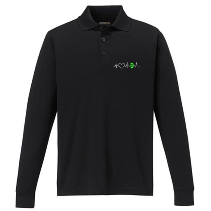 Kidney Disease Awareness Heartbeat Transplant Organ Donor Performance Long Sleeve Polo