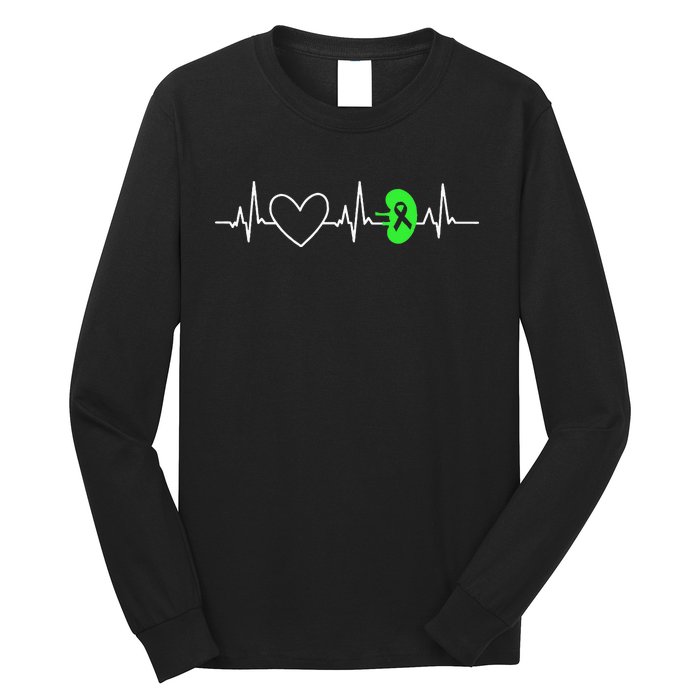 Kidney Disease Awareness Heartbeat Transplant Organ Donor Long Sleeve Shirt