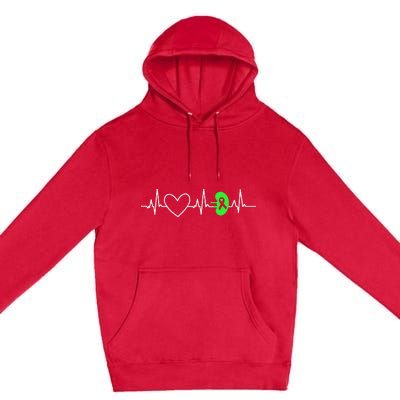 Kidney Disease Awareness Heartbeat Transplant Organ Donor Premium Pullover Hoodie