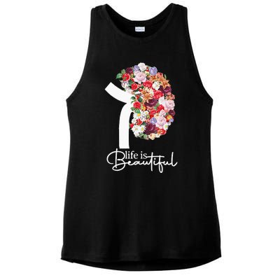 Kidney Disease Awareness Kidney Dialysis Transplant Donor Ladies PosiCharge Tri-Blend Wicking Tank