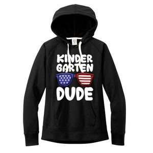 Kindergarten Dude Back To School American Flag Cool Gift Women's Fleece Hoodie