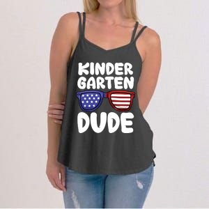 Kindergarten Dude Back To School American Flag Cool Gift Women's Strappy Tank