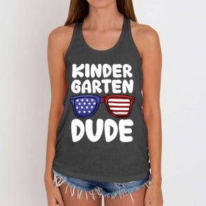 Kindergarten Dude Back To School American Flag Cool Gift Women's Knotted Racerback Tank