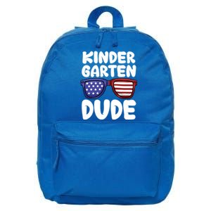 Kindergarten Dude Back To School American Flag Cool Gift 16 in Basic Backpack