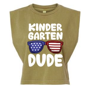 Kindergarten Dude Back To School American Flag Cool Gift Garment-Dyed Women's Muscle Tee