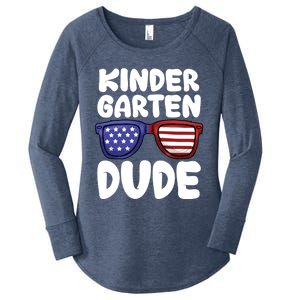 Kindergarten Dude Back To School American Flag Cool Gift Women's Perfect Tri Tunic Long Sleeve Shirt