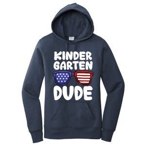 Kindergarten Dude Back To School American Flag Cool Gift Women's Pullover Hoodie