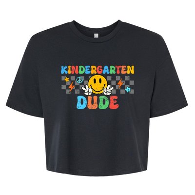 Kindergarten Dude Back To School First Day Of Kinder Bella+Canvas Jersey Crop Tee