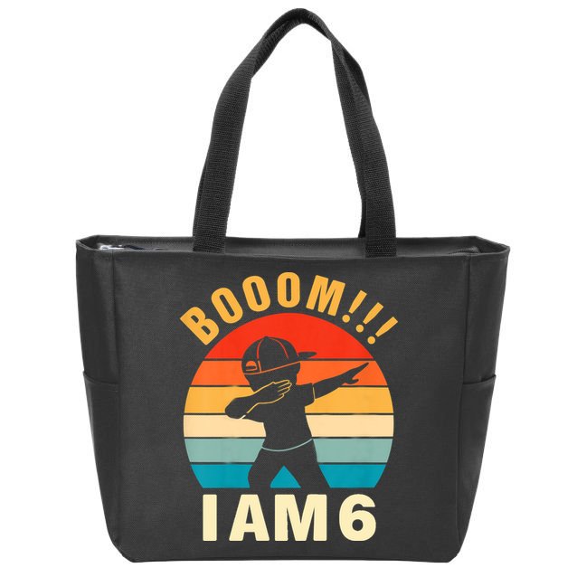 Kids Dabbing Birthday Shirt 6 Years Old Birthday Outfit Boys Zip Tote Bag