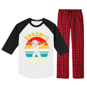 Kids Dabbing Birthday 8 Years Old Birthday Outfit Boy Raglan Sleeve Pajama Set