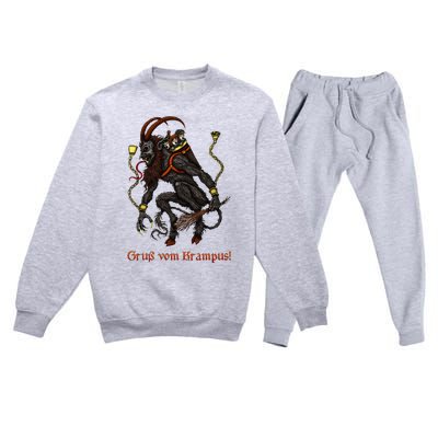 Krampus Dark Christmas Merry Krampus Holiday Horror Premium Crewneck Sweatsuit Set