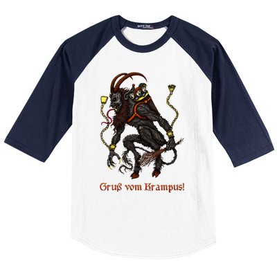 Krampus Dark Christmas Merry Krampus Holiday Horror Baseball Sleeve Shirt