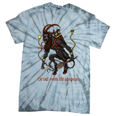 Krampus Dark Christmas Merry Krampus Holiday Horror Tie-Dye T-Shirt