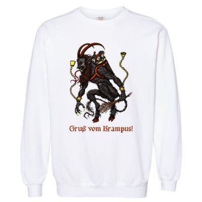 Krampus Dark Christmas Merry Krampus Holiday Horror Garment-Dyed Sweatshirt