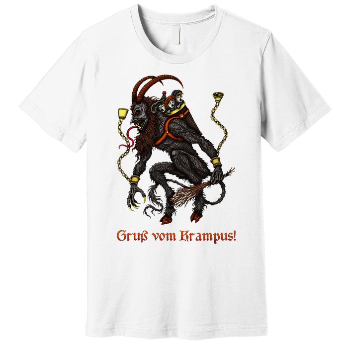 Krampus Dark Christmas Merry Krampus Holiday Horror Premium T-Shirt