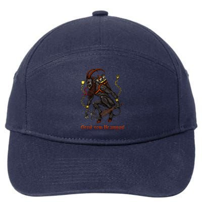 Krampus Dark Christmas Merry Krampus Holiday Horror 7-Panel Snapback Hat