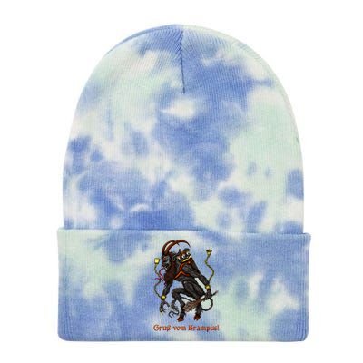 Krampus Dark Christmas Merry Krampus Holiday Horror Tie Dye 12in Knit Beanie