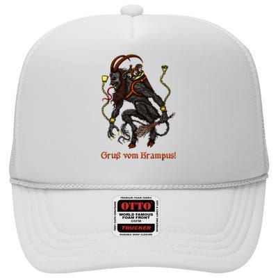 Krampus Dark Christmas Merry Krampus Holiday Horror High Crown Mesh Back Trucker Hat