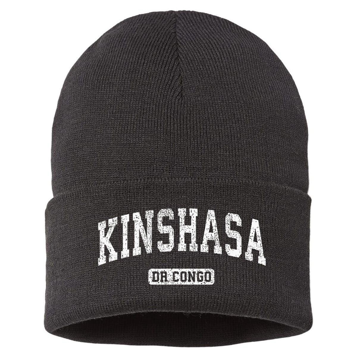 Kinshasa Dr Congo Vintage Sports Design Sustainable Knit Beanie