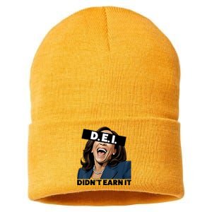 Kamala Dei DidnT Earn It Anti Kamala Harris Vote Trump 2024 Sustainable Knit Beanie