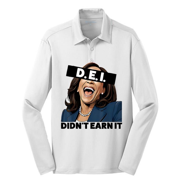 Kamala Dei DidnT Earn It Anti Kamala Harris Vote Trump 2024 Silk Touch Performance Long Sleeve Polo