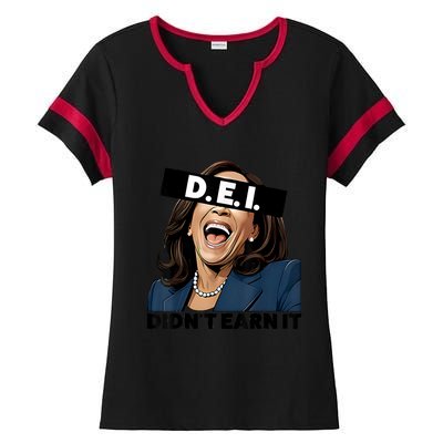 Kamala Dei DidnT Earn It Anti Kamala Harris Vote Trump 2024 Ladies Halftime Notch Neck Tee