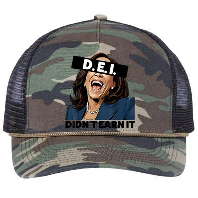 Kamala Dei DidnT Earn It Anti Kamala Harris Vote Trump 2024 Retro Rope Trucker Hat Cap