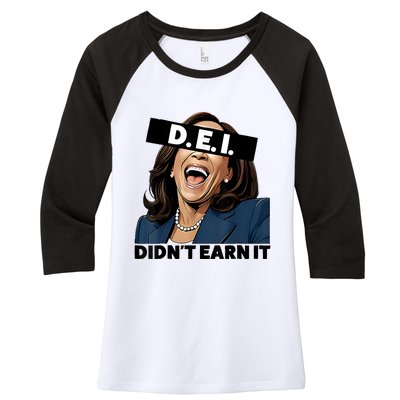 Kamala Dei DidnT Earn It Anti Kamala Harris Vote Trump 2024 Women's Tri-Blend 3/4-Sleeve Raglan Shirt