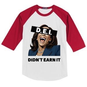 Kamala Dei DidnT Earn It Anti Kamala Harris Vote Trump 2024 Kids Colorblock Raglan Jersey