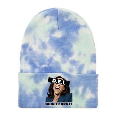 Kamala Dei DidnT Earn It Anti Kamala Harris Vote Trump 2024 Tie Dye 12in Knit Beanie