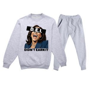 Kamala Dei DidnT Earn It Anti Kamala Harris Vote Trump 2024 Premium Crewneck Sweatsuit Set