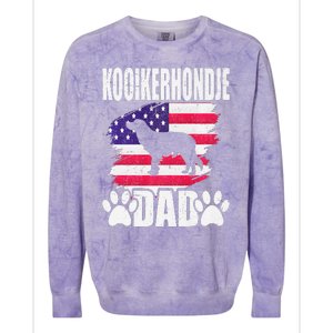 Kooikerhondje Dad Dog Lover American Us Flag Colorblast Crewneck Sweatshirt