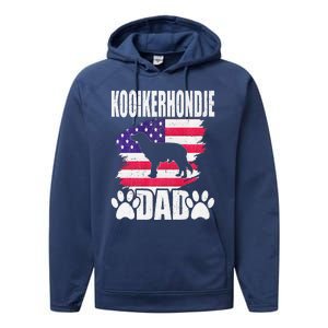 Kooikerhondje Dad Dog Lover American Us Flag Performance Fleece Hoodie