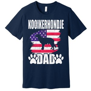 Kooikerhondje Dad Dog Lover American Us Flag Premium T-Shirt