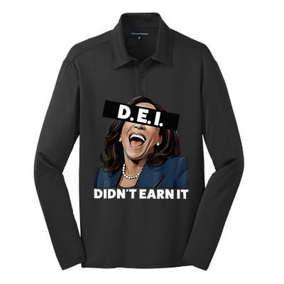 Kamala DidnT Earn It Funny Kamala Harris Vote Trump 2024 Silk Touch Performance Long Sleeve Polo