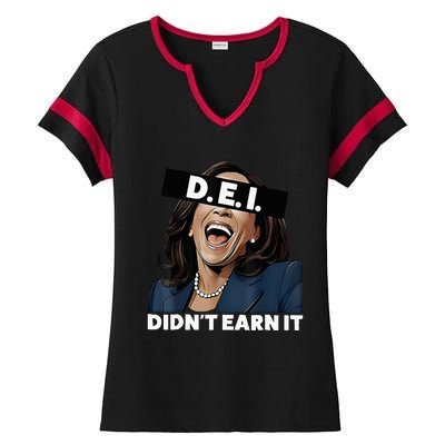 Kamala DidnT Earn It Funny Kamala Harris Vote Trump 2024 Ladies Halftime Notch Neck Tee