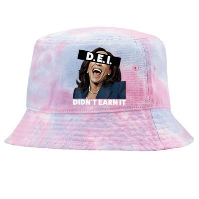 Kamala DidnT Earn It Funny Kamala Harris Vote Trump 2024 Tie-Dyed Bucket Hat