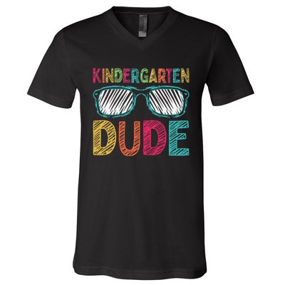 Kindergarten Dude Funny First Day Back To School Student V-Neck T-Shirt