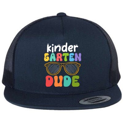 Kindergarten Dude First Day Of Kindergarten Teacher Team Gift Flat Bill Trucker Hat